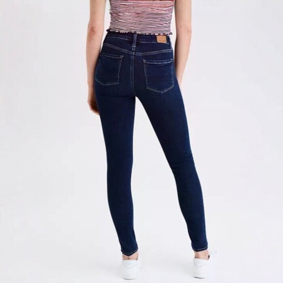American Eagle Curvy Super Hi-Rise Blue Denim Skinny Jeans Jegging - Picture 2 of 6